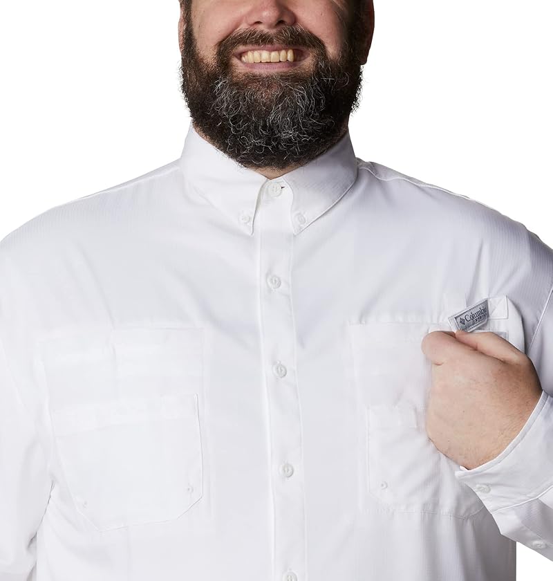 Columbia PFG Tamiami Long Sleeve Fishing Shirt for Men - White, XL