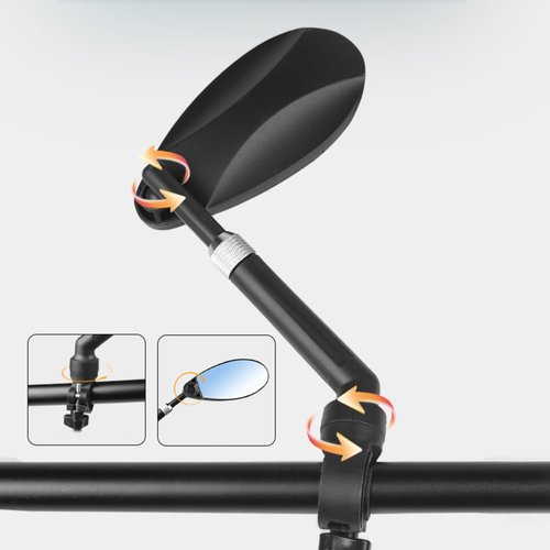 Bike Mirrors for Handlebar, 360° Rotation DH Rear View Bicycle Mirrors Bike Mirror Handlebar Mount for E-bike Mountain Road Bike Height Adjustable