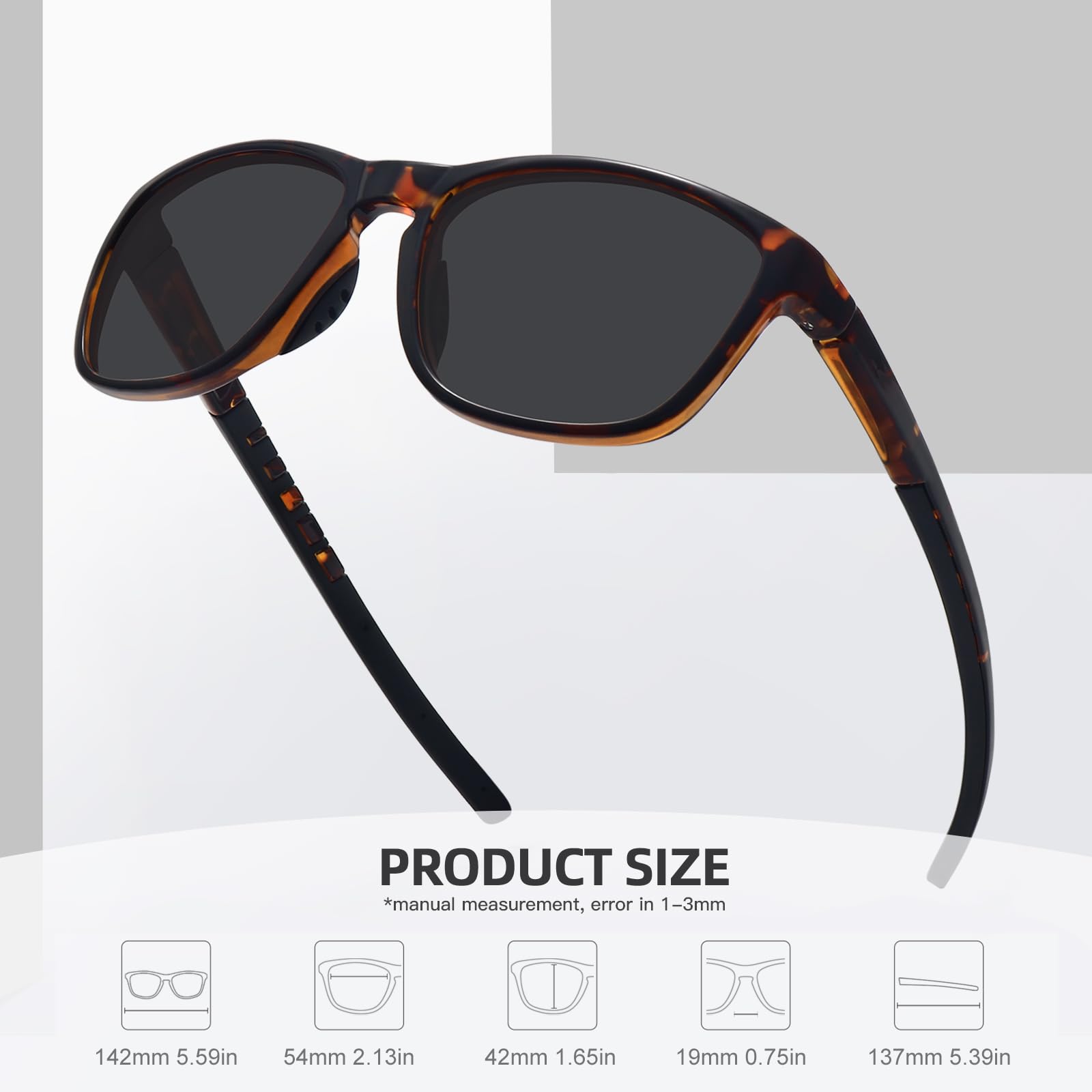 MEETSUN Polarized Sports Sunglasses for Women Men Driving Running Cycling Fishing Sun Glasses UV400 Protection Tortoise Frame-Gray Lens