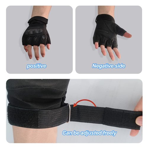 HYCOPROT Fingerless Gloves, Knuckle Protective Breathable Lightweight Outdoor Gloves for Hunting, Shooting, Climbing, Motorcycling