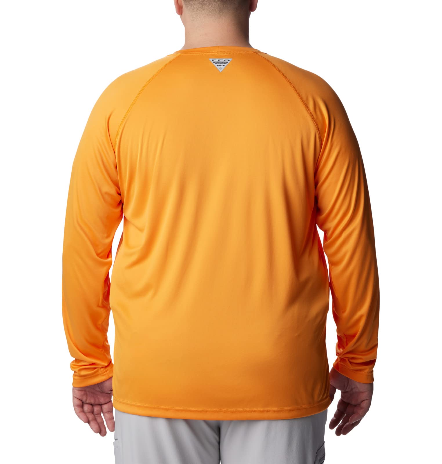 Columbia Men's Terminal Tackle Long Sleeve Shirt, Orange Blast/Black Logo, 1X Big