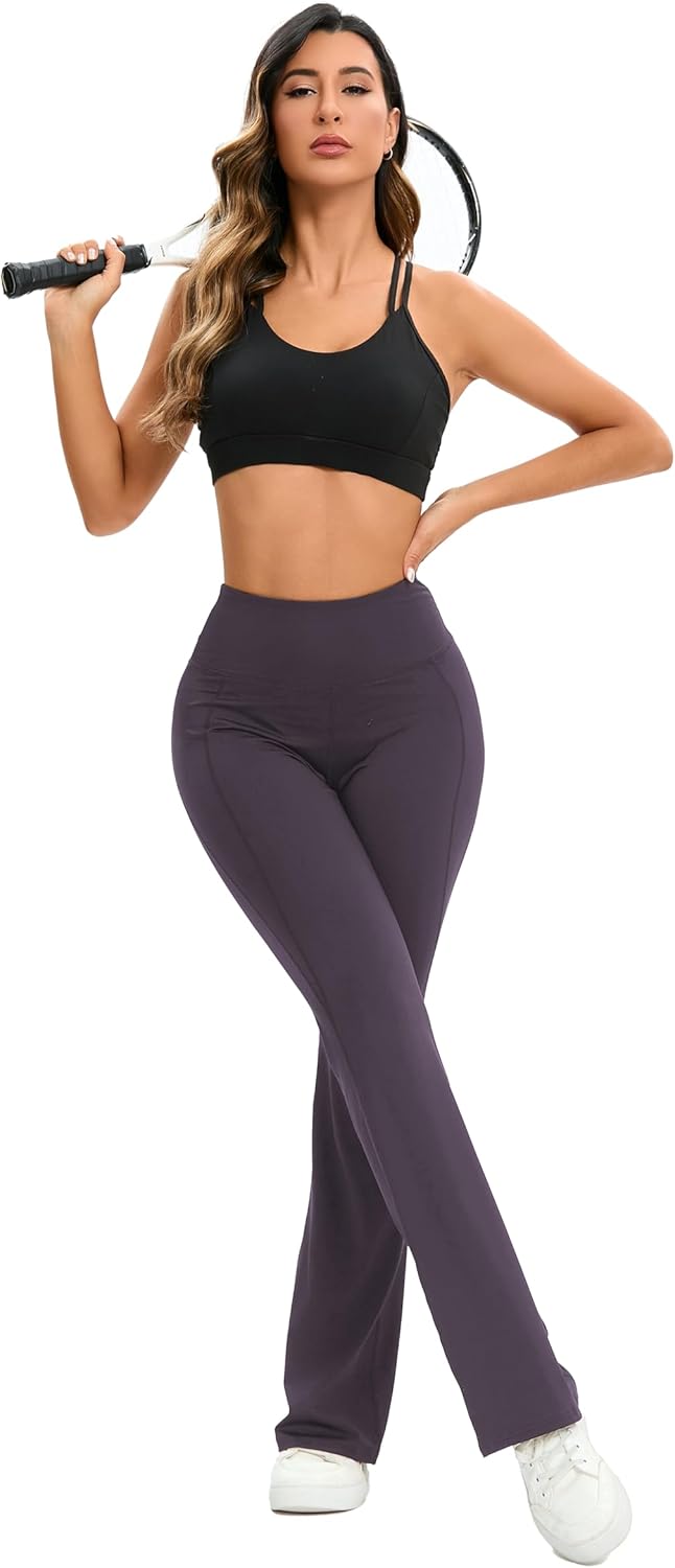 Skiennix Flare Leggings - High Waisted Yoga Pants with Tummy Control | Casual Bell Bottoms