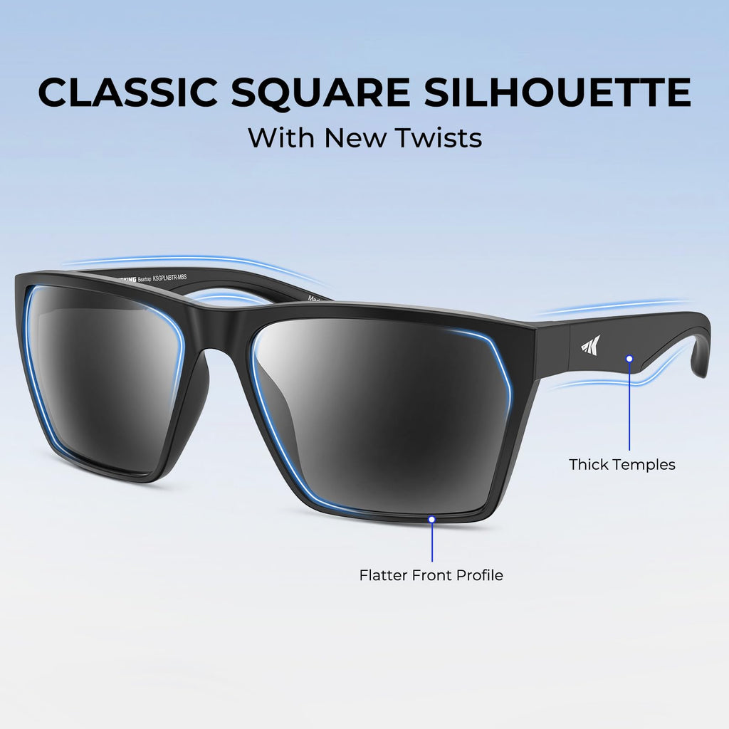 KastKing Beartrap Polarized Sports Fishing Sunglasses, With PuriVex Protective Lens Coating, Square Frame Design, Men Women