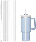 Stanley Replacement Straw - 6 Pack Reusable Straws with Cleaning Brush for 40 oz & 30 oz Tumblers | Clear Plastic