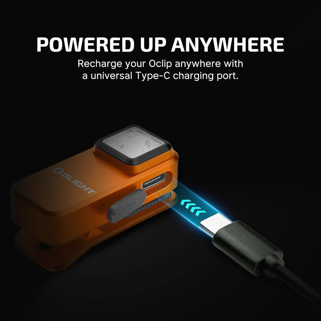 OLIGHT Oclip Rechargeable EDC Flashlight - 300 Lumens Compact Pocket Light | USB-C Charging & Magnetic Design (Orange)