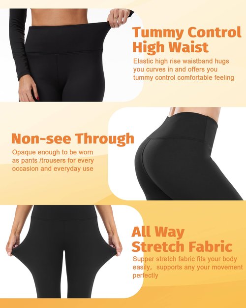 Diu Life 3 Pack Fleece Lined Leggings for Women Thermal Tummy Control High Waist Running Tights Winter Workout Yoga Pants