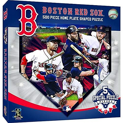 Masterpieces MLB Unisex Home Plate Shaped 500 Piece Jigsaw Puzzle - Boston Red Sox