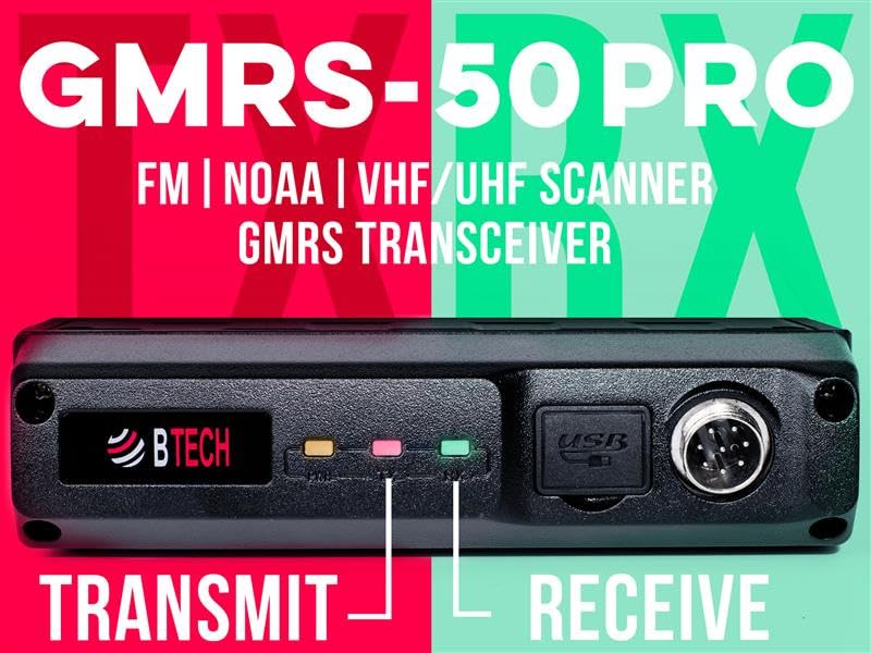 BTECH GMRS-50PRO 50W Weatherproof Base & Mobile Radio with Bluetooth GPS NOAA