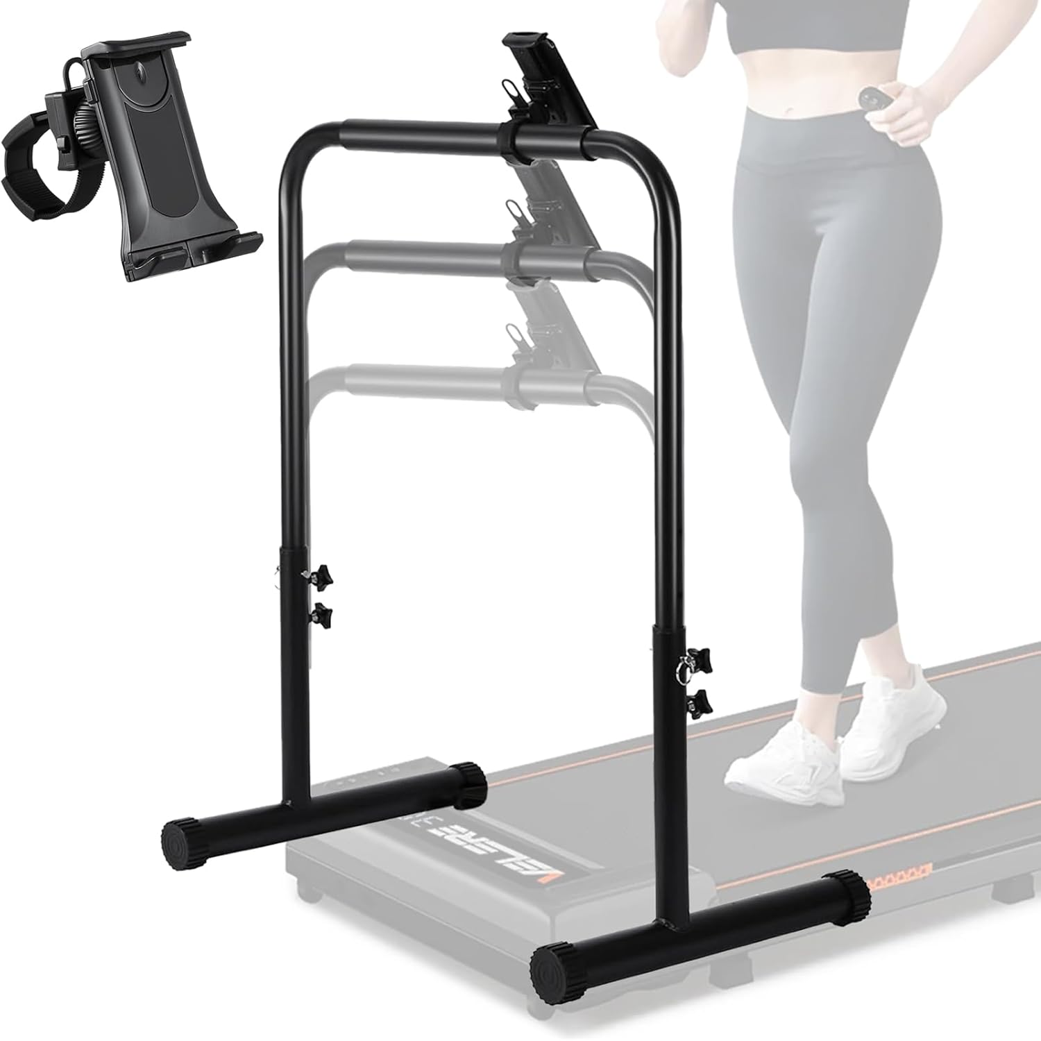Walking Pad Handle Bar - Adjustable Height Treadmill Attachment with Phone Holder | 27.6" Wide
