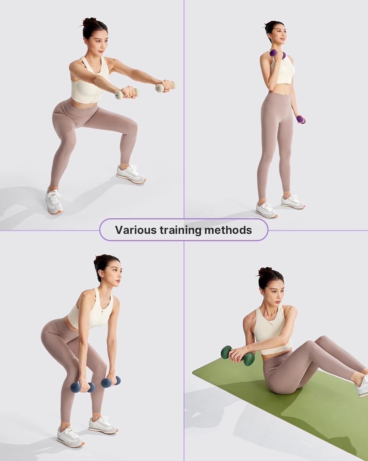 YOTTOY Dumbbell Set for Women - 2 to 15 Pound Non-Slip Hand Weights for Home Workouts | Portable Neoprene Design