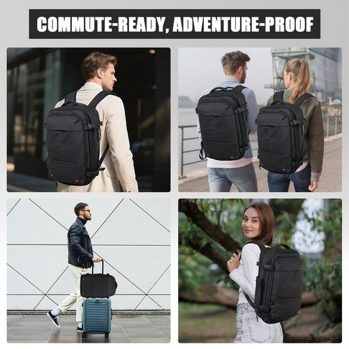 CCUNSZI Vacpack Backpack with Vacuum 60L One-Touch Air Extraction, TSA Approved Anti-Theft, Water Resistant Expandable Backpack,Black