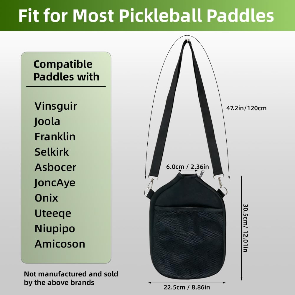 zxbaers 2PCS Pickleball Paddle Cover, Universal Pickleball Racket Sleeve Neoprene with Shoulder Strap, Pickleball Paddle Storage Bag Fit for Most USAPA Standard Pickleball Paddle Accessories
