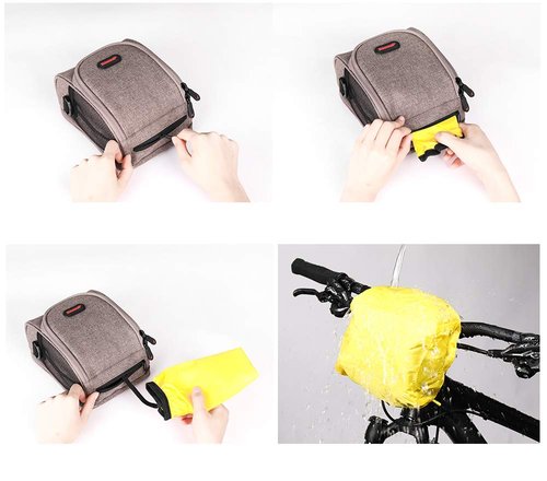UPANBIKE Bike Handlebar Bag,Mountain Bike Pouch Multifunctional Bicycle Front Frame Top Tube Storage Bag With Shoulder Strap and Rain Cover(Khaki)