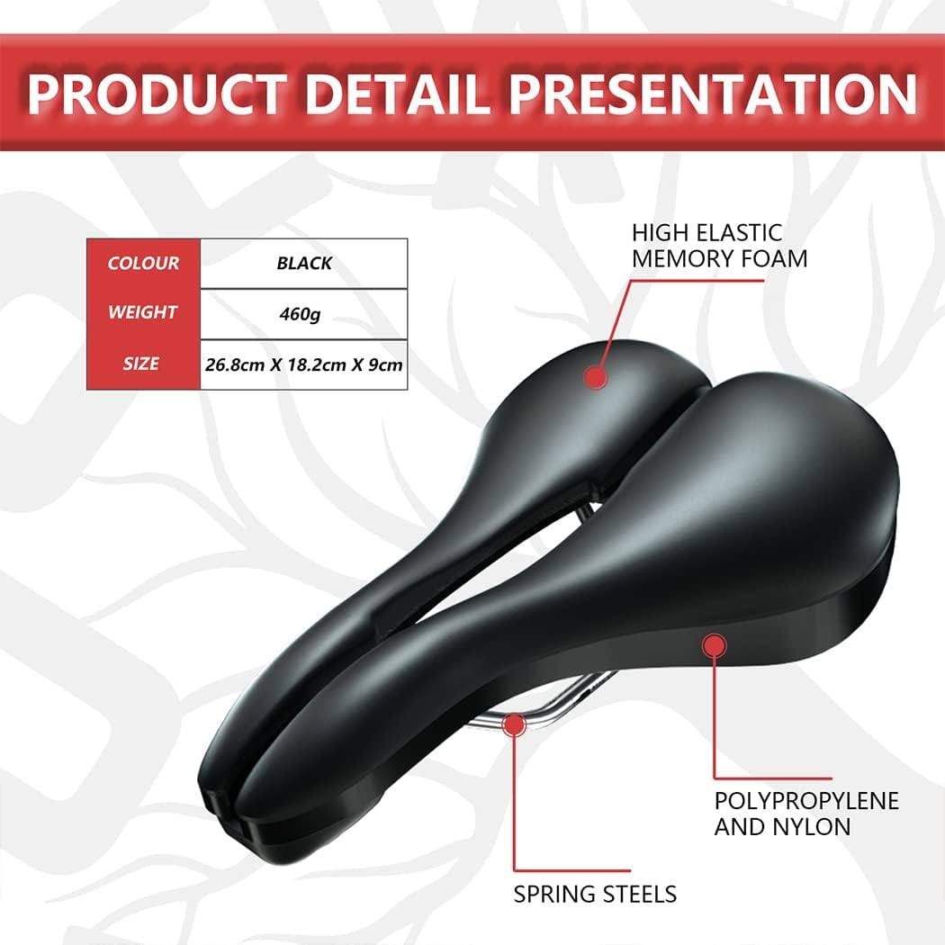 Skiennix Width Adjustable Bike Seat - Comfortable Prostate-Friendly Saddle for All Bike Types