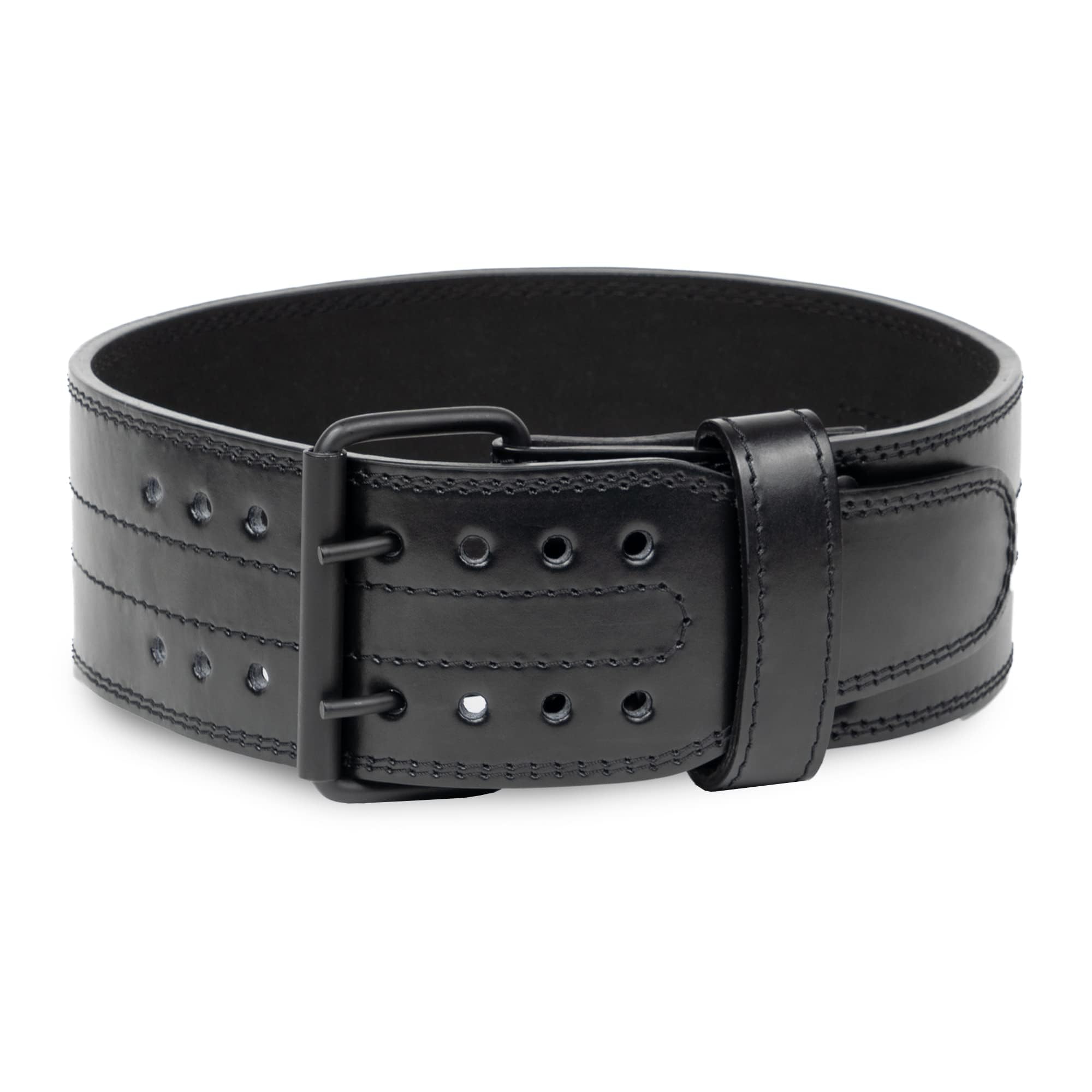 Gymreapers Weightlifting Belt 6MM Genuine Leather - Double Prong Power Belt Heavy Duty 4-Inch Wide - Strong, Stabilizing Back Support for Deadlifts, Squats Powerlifting (Black, Medium)