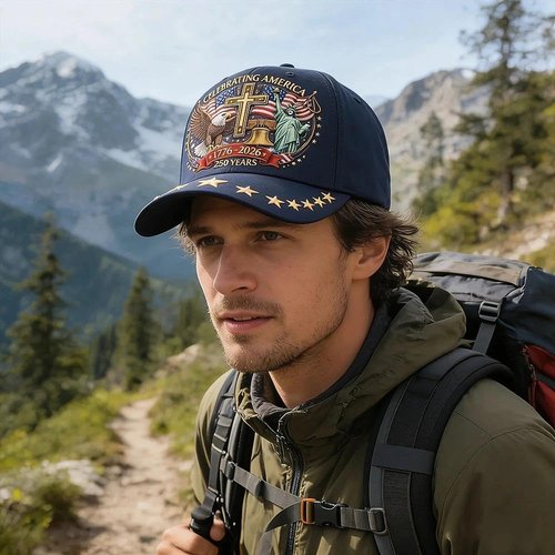 Eagle & Liberty & Cross Commemorative Cap，United States 250th Anniversary Hat，Adjustable Patriotic Baseball Cap(red)