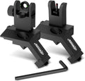 AOMEKIE 45 Degree Offset Iron Sights - Front & Rear Fiber Optic Sights with Red/Green Dots for Picatinny Rails