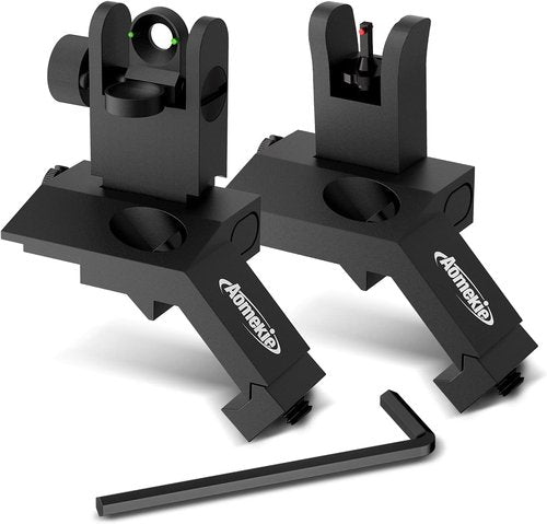 AOMEKIE 45 Degree Offset Iron Sights - Front & Rear Fiber Optic Sights with Red/Green Dots for Picatinny Rails