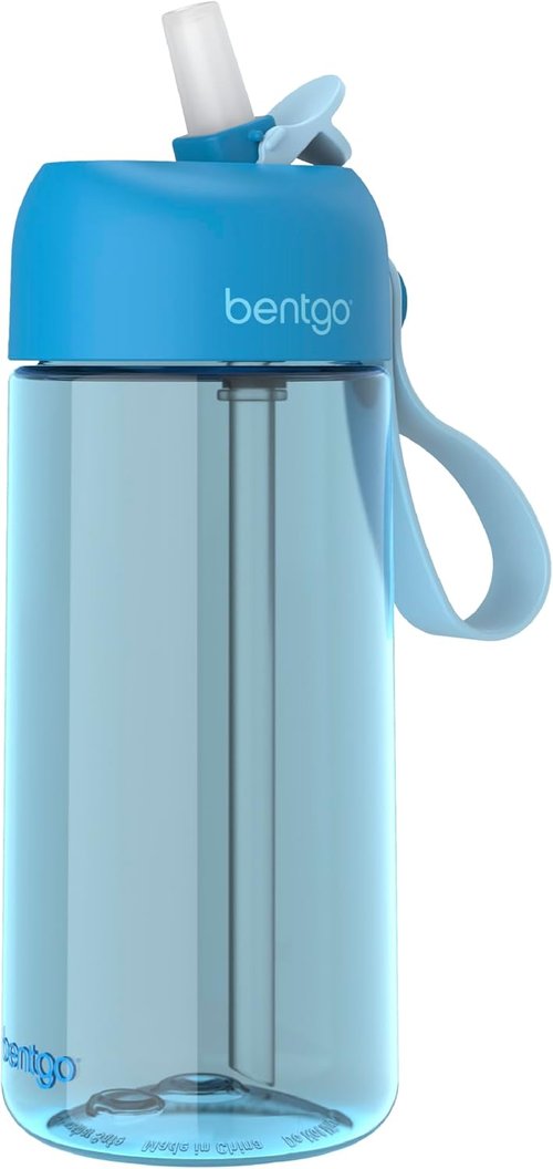Bentgo Kids Water Bottle - Leak-Proof, Durable BPA-Free Tritan | 15 oz. Cup for Ages 3+ (Blue)