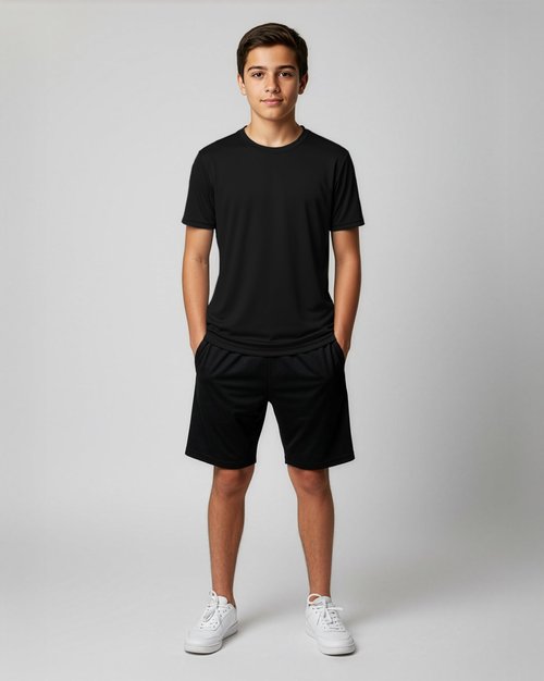 Real Essentials 5 Pack: Boys' Mesh Short Sleeve Athletic T-Shirt - Youth Kids Teens Active Basketball Tops -Set 1,Small 6-7