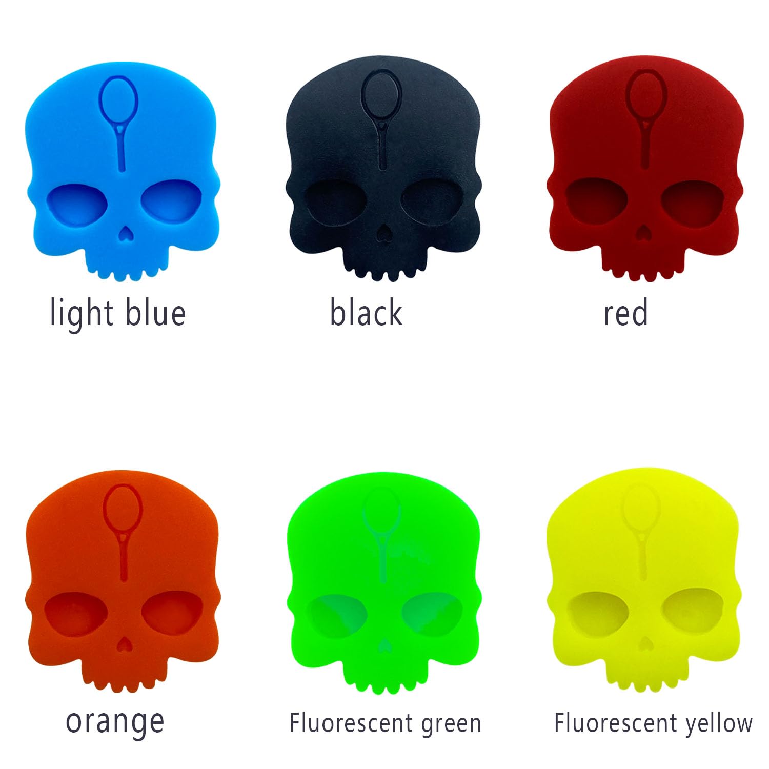 Tennis Dampener Cute/Funny 6 Pack Skull Tennis Racket Vibration Dampener Soft Silicone Tennis Racquet Shock Absorbing Tennis Damper Tennis Racket Shock Absorber(6 Pack Skull)