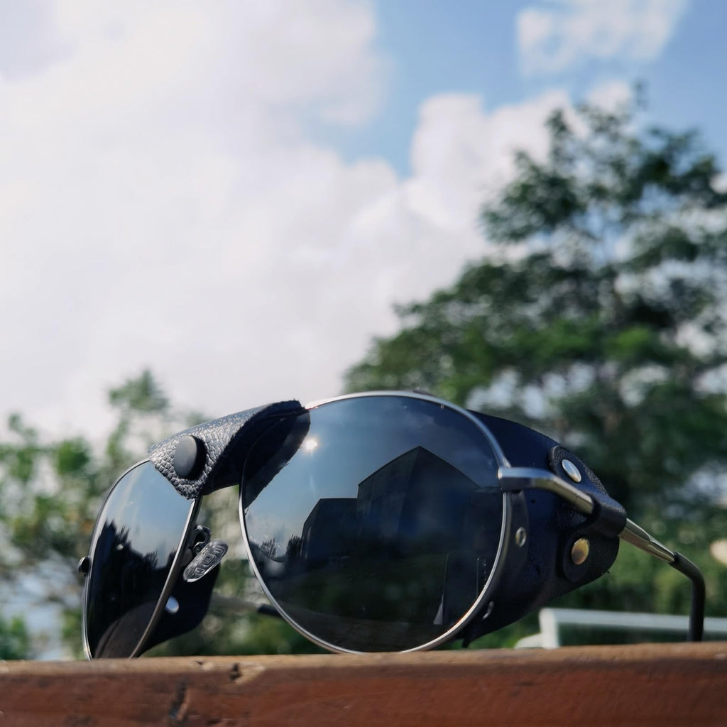OSSAT Polarized sunglasses with side shields cowhide Shield wind proof sunshade For Men Women Classic Mountain Fishing eyewear