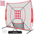 BAGAIL 7x7 ft Red Strike Zone Baseball & Softball Practice Net for Batting Hitting