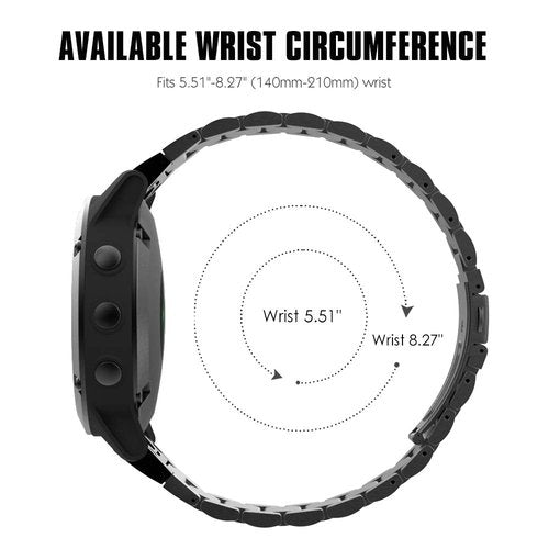 MoKo Band Compatible with Garmin Fenix 7/6/6 Pro/5/5 Plus/Epix Gen 2/Forerunner 945/935/Approach S62/S60/Quatix 6/Instinct 2/MARQ, 22mm Quick Fit Stainless Steel Metal Replacement Watch Band- Black