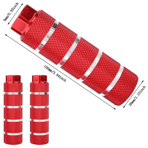 Enkarl Bike Pegs Anti-Skid Lead Foot Bicycle Pegs Aluminum Alloy BMX Pegs for Mountain Bike Cycling Rear Stunt Pegs Fit 3/8 inch Axles 26T (Red)