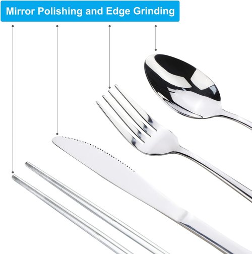 Lengnoyp Portable Silverware Set - Premium Stainless Steel Travel Utensils with Case for Camping | Easy to Carry