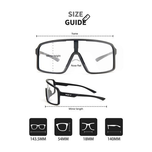 WGKVP Photochromic Cycling Glasses Men Sports Sunglasses Women for Running Bike Goggles Bicycle, Black