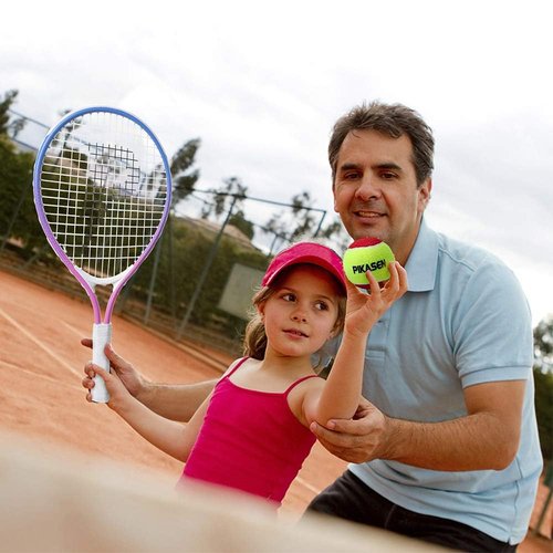 PIKASEN 17-25" Kids Tennis Racket Best Starter Kit for Kids Age 4 and Under with Shoulder Strap Bag and Mini Tennis Racket Toddler Tennis Raquet (19 inch Pink)