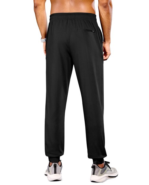 FOGFIRE Mens Joggers with Zipper Pockets Lightweight Athletic Sweatpants Tapered Pants for Men Workout Running Hiking Gym-Black