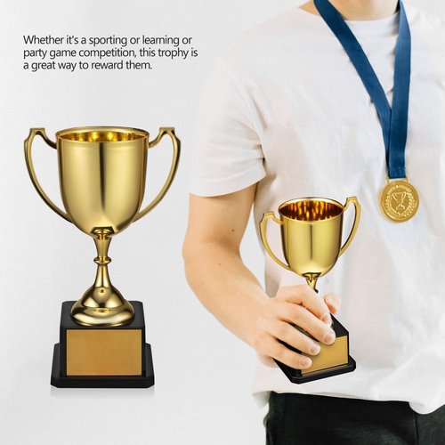 BESPORTBLE Gold Trophy Cup - Plastic Award for Sports Competitions & Team Recognition | Square Base