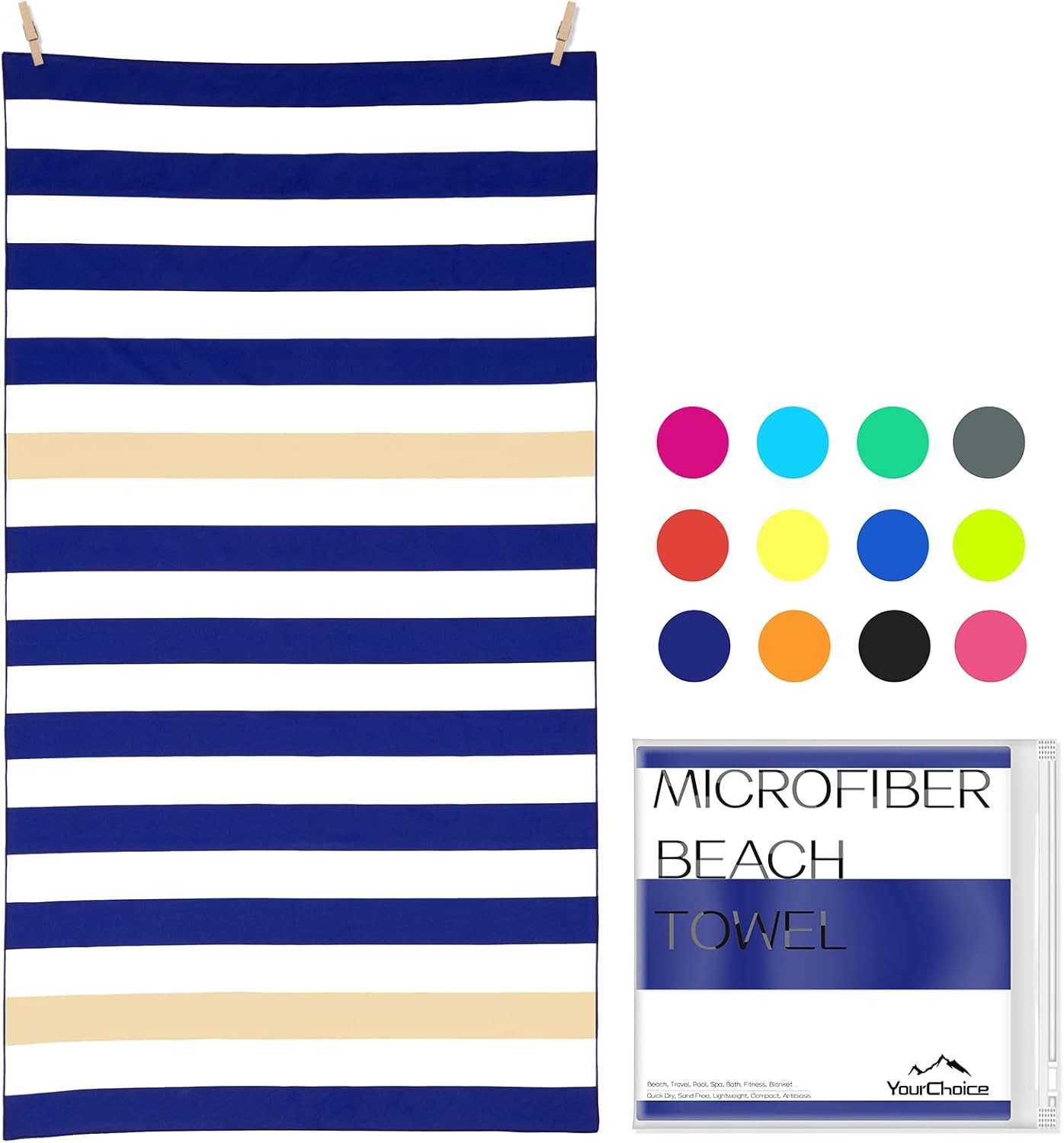 Your Choice Microfiber Beach Towel - Quick Dry, Sand-Free, Lightweight | Oversized 67x35 Inch & 60x30 Inch