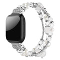 Simpeak Bracelet Elastic Band Compatible with Fitbit Versa/Versa 2/Versa Lite/Versa SE Smartwatch Only, Women Beaded Pearl Band Replacement for Fitbit Versa 2/Lite/SE, White