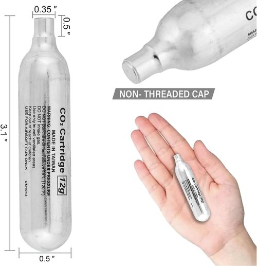 Lancer Tactical 50-Pack High-Grade 12g CO2 Airsoft Cylinders | Perfect for Pellet & BB Guns