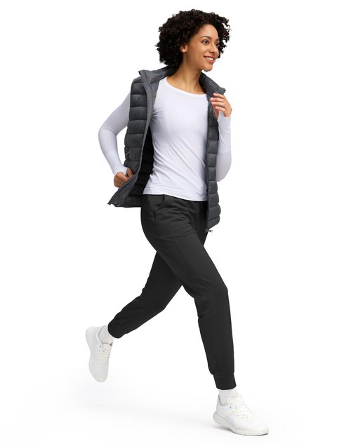 Soothfeel Women's Fleece Lined Joggers Water Resistant High Waisted Sweatpants Winter Warm Thermal Running Hiking Pant Pocket （Black XXL）