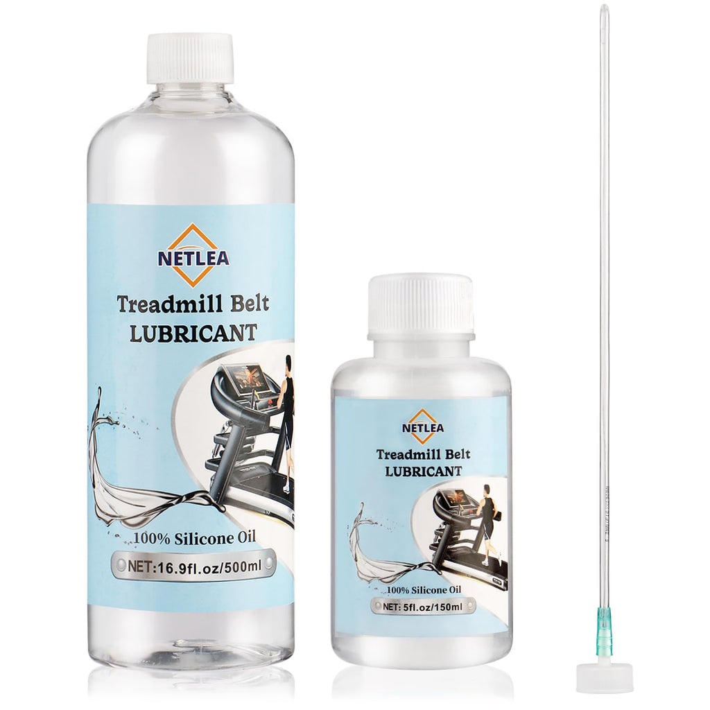 NetLea 100% Pure Silicone Treadmill Belt Lubricant 22 fl.oz/650ml Bottle - High Temp Resistant Treadmill Oil with Easy-Use Applicator Tube & Twist Cap (22oz（17oz+5oz）)