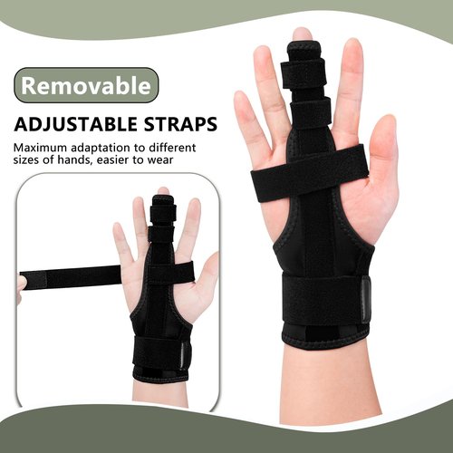 EDNYZAKRN Finger Splint for Middle Finger, Trigger Finger Splint Wrist Support Brace, Straightening Immobilizer -Adjustable Removable straps for Left or Right Hand