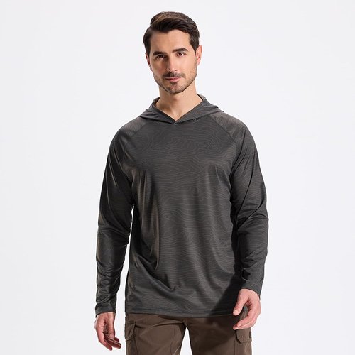 LOOGU Men's UPF 50+ Sun Protection Hoodie - Lightweight Long Sleeve Rash Guard for Fishing & Hiking