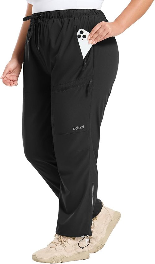 Baleaf Plus Size Cargo Pants for Women - Water Resistant Hiking Joggers with Zipper Pockets | UPF 50+