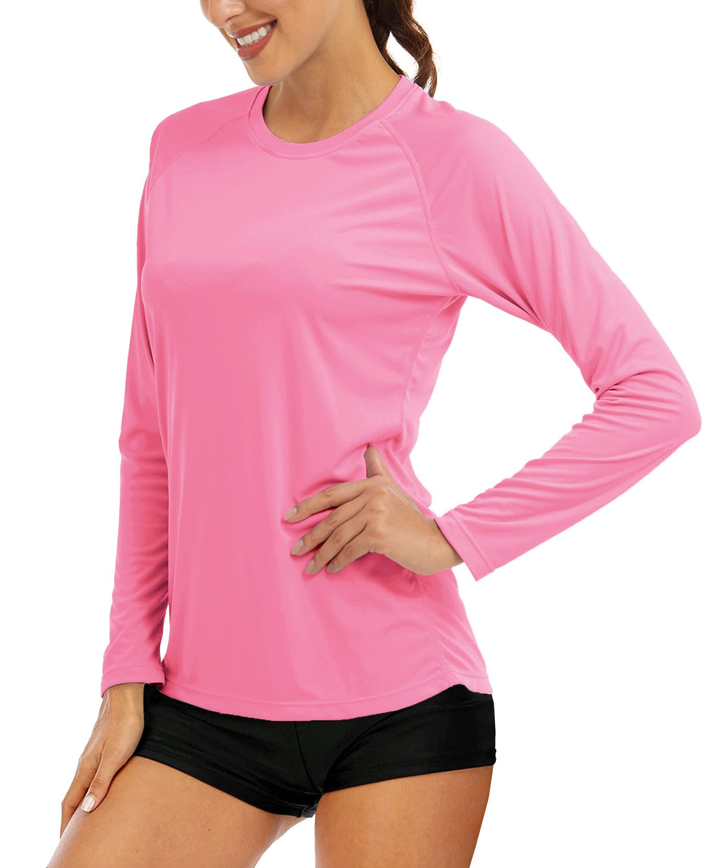 MAGCOMSEN Sun Protection Shirts for Women UV Long Sleeve Shirts for Women Athletic Shirts Womens T Shirts Womens Shirts Fishing Shirts for Women Rose
