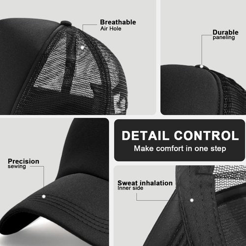 24 Pcs Batch Trucker Hats Bulk Beach Hats for Men Mesh Back Ball Cap Rugged Classic Baseball Trucker Cap for Men and Women (US, Alpha, One Size, Black 24 Pack)