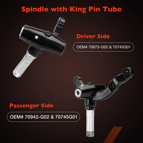 ATRACYPART Golf Cart Spindle Front End Repair Kit, Passenger & Driver Side Replacement Spindles Set, Compatible with EZGO PDS/TXT 2001.6-Up Electric & Gas Golf Cart, Replace 70673-G02 70942-G02