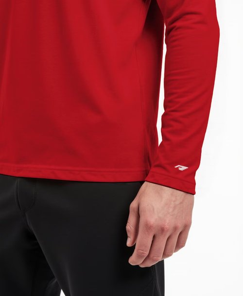 RGJU Long Sleeve Athletic Shirt Men Moisture Wicking Outdoor T-Shirt Dry Fit Running Tshirt Base Layer Tee Fitted(red,L)