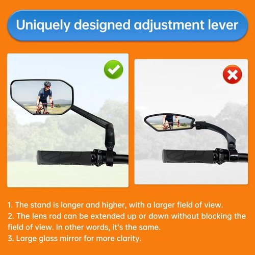 Homieway Bike Mirror, New Foldable Bicycle Mirror for Handlebar, 360° Adjustable Bar End Rear View Mirrors for E-bike, Mountain Bike, City Bikes & Scooter (Left 0.87-1")