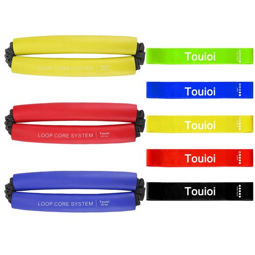 Hip & Core System Set, Resistance Loop Bands Set to Stretch, Core Fitness Glute Workout Bands (3pcs Set and 5 mini Resistance Bands)