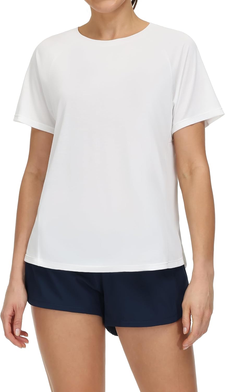 The Gym People Women's Breathable Short Sleeve Yoga Shirts - Athletic Tee with Side Slits