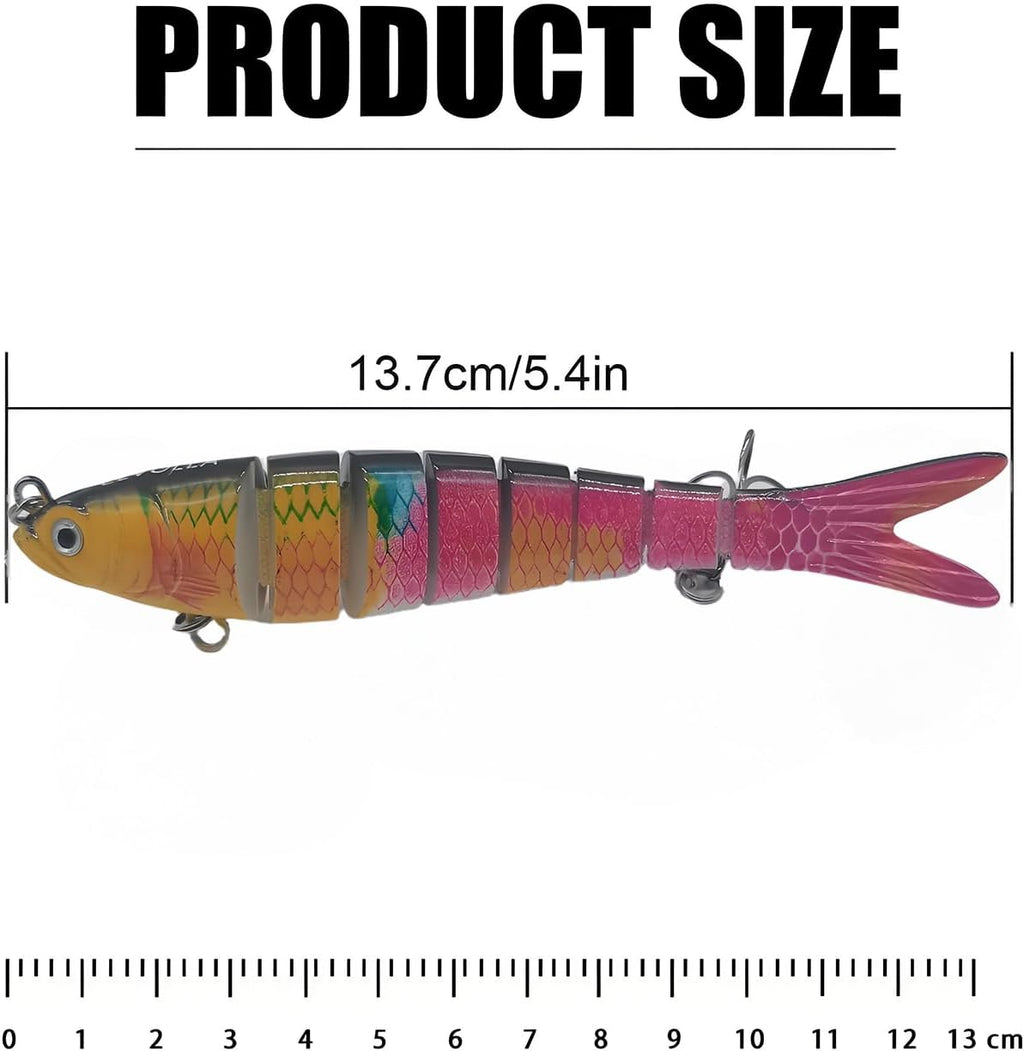 Skiennix Fishing Lures - Lifelike Top Water Swimbait for Freshwater & Saltwater | 8 Segmented Design for Bass, Salmon, Trout & More